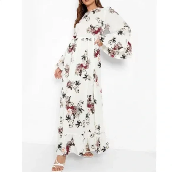 boho spaghetti strap maxi dress Floral Spaghetti Strap Boho Dress – Empire Waist Ankle-Length Maxi in Red | Women's Boho Fashion | XL